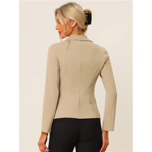 Women's Blazer Stretch Jacket Suit Khaki - Picture 4 of 5